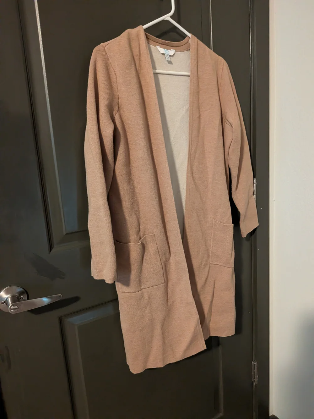 Mauve Open-Front Long Cardigan